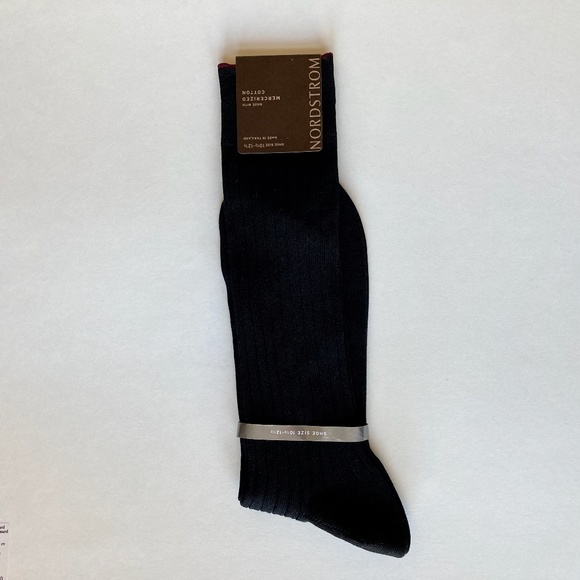 NWT Mens Nordstrom Black Dress Socks Pima Cotton Calf Length Size L 10.5  -12.5 - Picture 3 of 8